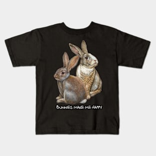 Bunnies make me happy Kids T-Shirt